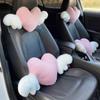 Cute Heart-Shaped Car Headrest Plush Love Neck Pillow Seat Universal Lumbar Pillow Support Accessories Back Car Cushion