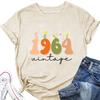 Casual Loose short sleeve Tshirt 1964 vintage printed Summer Ladies O neck fashion top