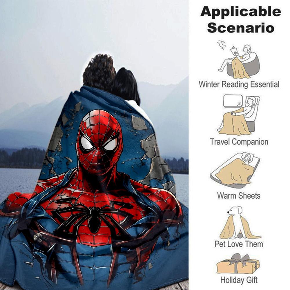 Spiderman Web Shadows Flannel Blanket Super Soft Warm Cozy Blanket For Sofa Bed Office Travel Allseason Home Decor Gift
