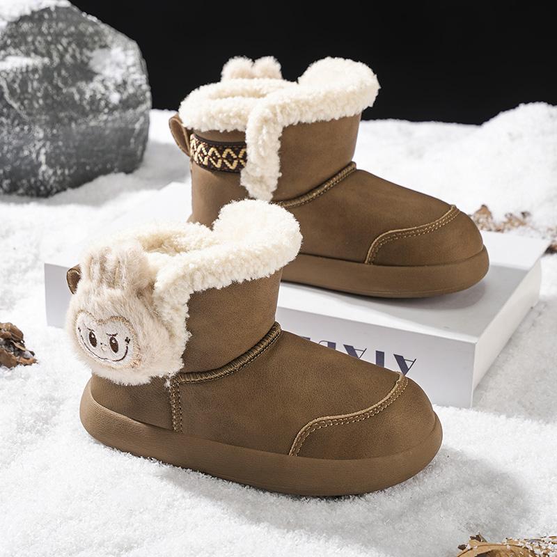 Labubu Этнический стиль Зимние Снежные Ботинки для Мальчиков и Девочек, Сделаны из Большого Хлопка и Плюшевой Изоляции Обувь