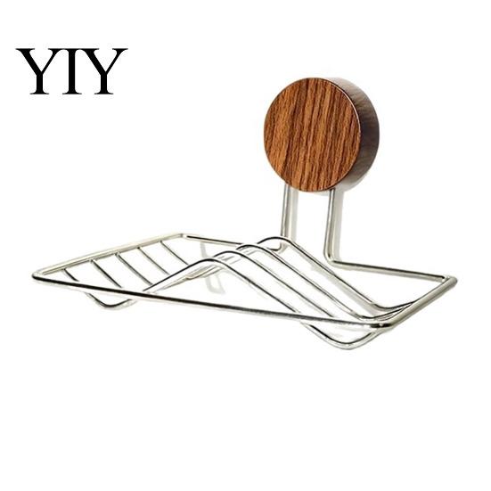 Stainless Steel Soap Holder Dish, No-Drill Suction Cup Holder, with Removable Dish Double Slot Design, Drainage Tray for Bathroom And Kitchen