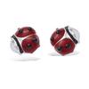 [E7159] - Silver Earrings 'Ladybug' Red Black Silver (rhodium) - 5x5mm