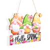 Пасхальные деревянные подвесные украшения Hello Spring Bunny Morkovy Rabbit Decoration for Home Door Wooden Board Sign DIY Wreath Garland