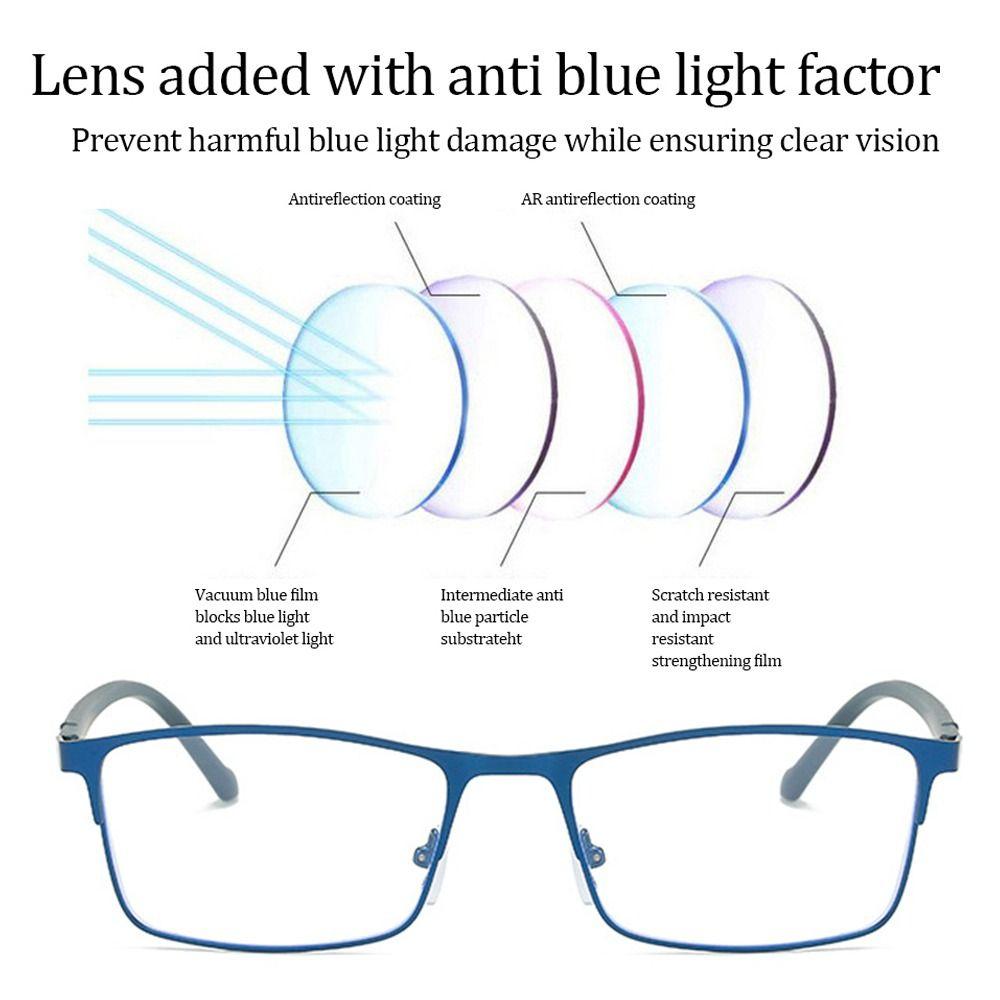Женские Мужские Металлические Ультралегкие Квадратные Очки для Близорукости Уход за Зрением Блокировка Синего Света