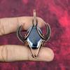 Кулон из шунгита кулон, обмотанный медной проволокой кулон в форме бычьей головы медные украшения подарки на годовщину ручной работы кулон кулон из натурального камня