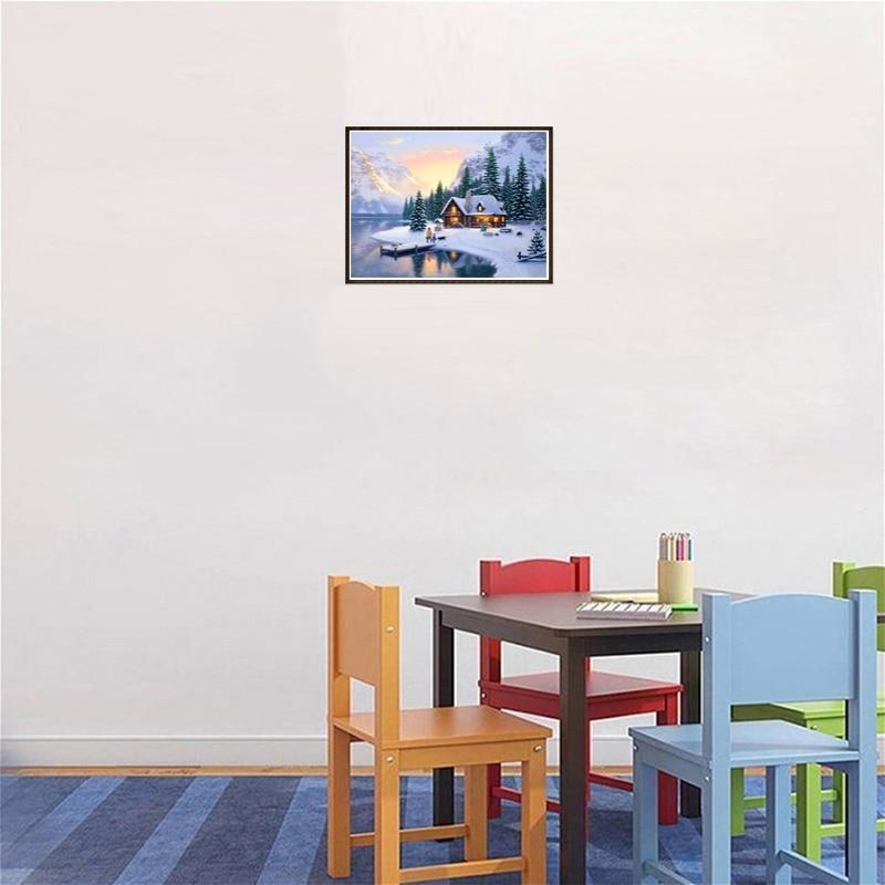 Snow Scenic DIY 5D Diamond Painting Full Round Rhinestone Winter Scenery Diamond Embroidery Cross Stitch Kits Home Decor