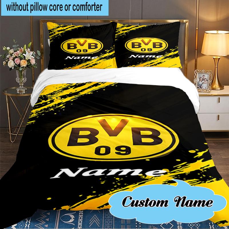 Custom Name BVB Fan Gear Bedding Set 3pcs, Bedding Set Including 1pc Duvet Cover And 2pcs Pillowcases for Bedroom, Dormitory Gift