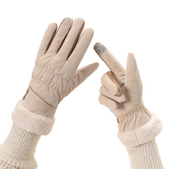 1 пара женских велосипедных перчаток Водонепроницаемые Ветрозащитные Перчатки с сенсорным экраном и флисовой подкладкой Зимние для улицы в холодную погоду