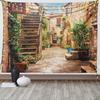Старый двор, античный каменный дом, современный ретро настенный декор для гостиной, общежития, ретро уличный пейзаж, гобелен