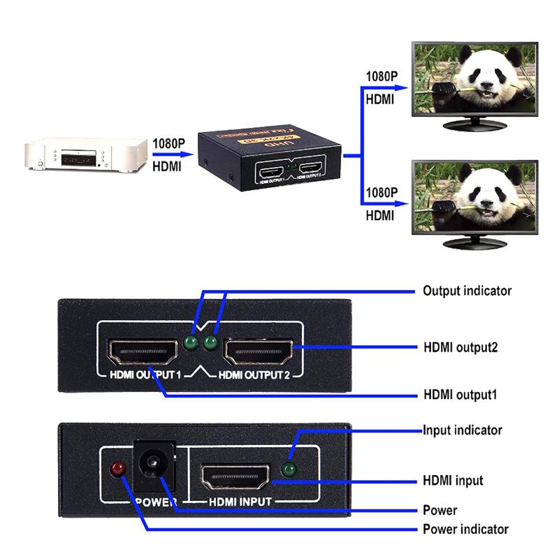 4k X 2k Hd Hdmi-compatible Splitter 1 In 2 Out Hdmi-compatible Splitter Switcher 1 X 2 For Tv