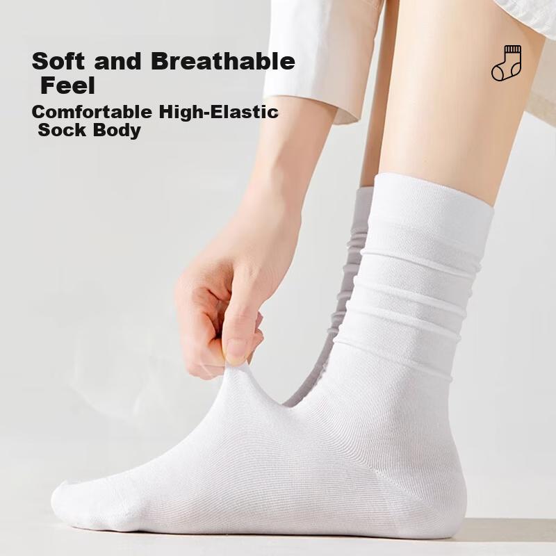 Qihaiqiu Disposable Maternity Socks Mid-Calf Daily Use No-Wash Autumn Winter Thickened Cotton Feel Black 5 Pairs