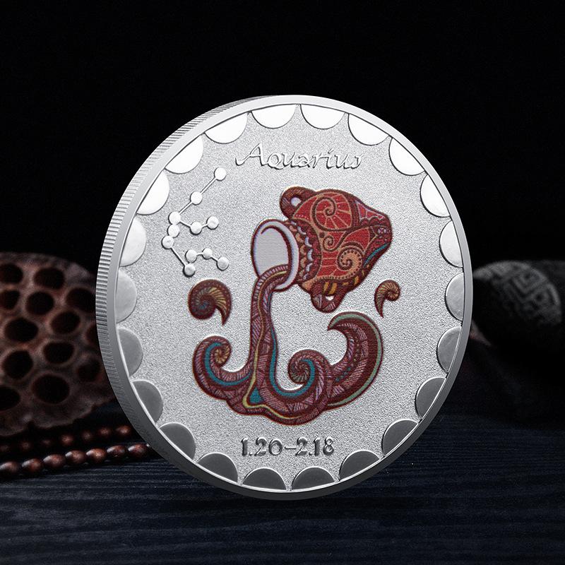 Памятные монеты Двенадцати Созвездий, Европейские и Американские, Боги Солнца и Луны, Счастливые, Красочные, Для Любителей Созвездий, Коллекционные Серебряные Монеты