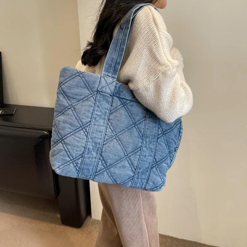 Твердые джинсовые женские сумки большой вместимости, высококачественные повседневные сумки на ремне с застежкой-молнией, повседневные сумки для женщин