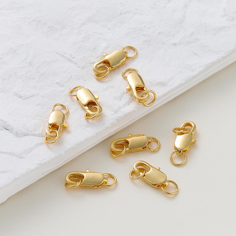 1 шт. 14K/18K позолоченная латунная пружинная застежка-лобстер, открытые соединительные кольца, для изготовления браслетов и ювелирных изделий