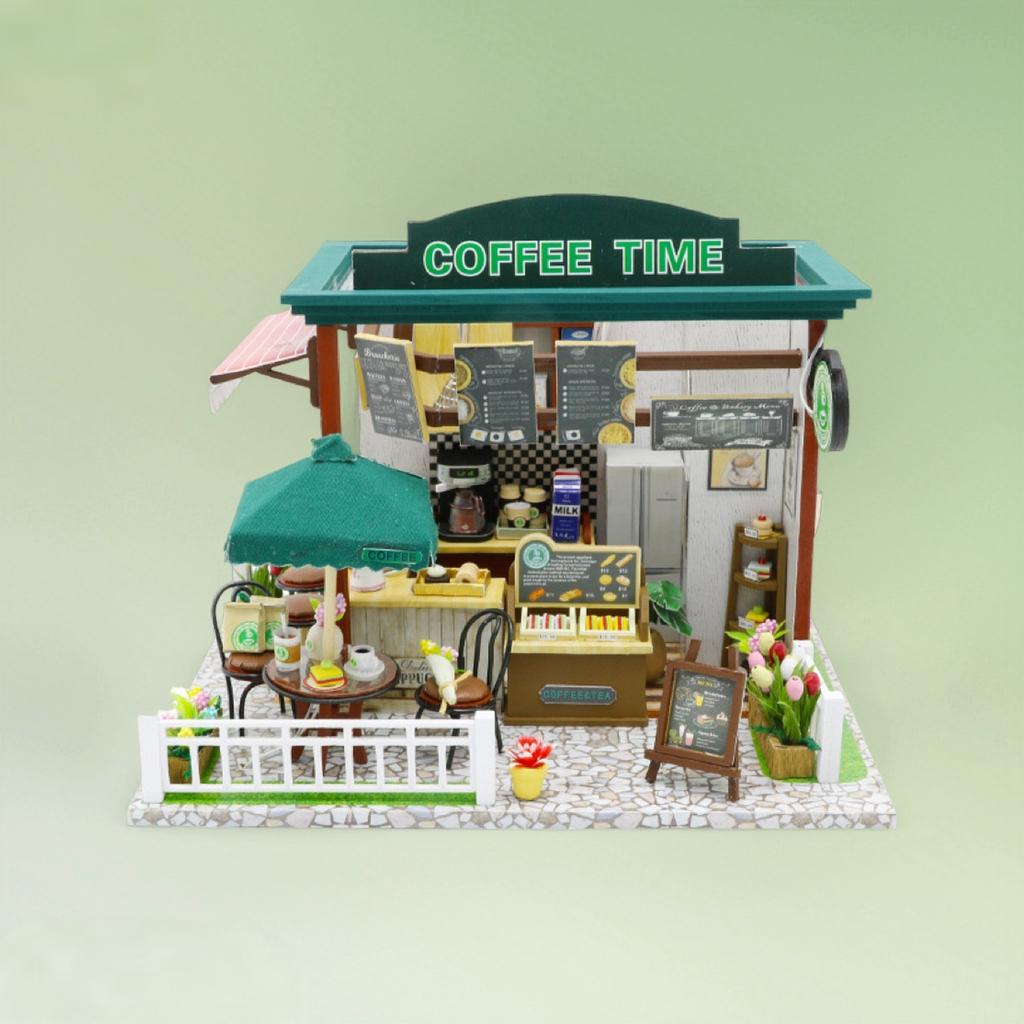 COFFEE TIME DIY Miniature House Creative Birthday Gift Assembly Model Ornament Black Friday