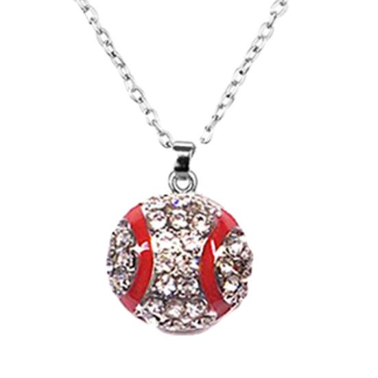 Unisex Rhinestone Basketball Rugby Soccer Pendant Chain Necklace Jewelry Gift