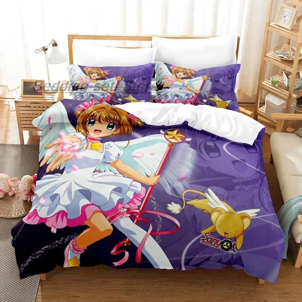 Комплект постельного белья Cardcaptor Sakura Single Twin Full Queen King Size, комплект постельного белья Aldult Kid Bedroom Duvetcover Sets 3D Print Anime