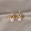1 Pair Faux Pearl Earrings Sparkling Non-Irritation Personality Earrings Wedding Jewelrys