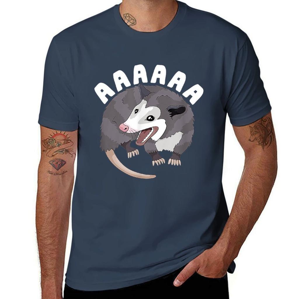 Aaaaaa Screaming Opossum Stressed Possum Funny Dank Meme Tshirt Festive Simple Tshirt
