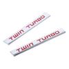 Qicarkey 2pcs 3D Twin Turbo Emblem Metal Letter Logo Car Emblem Badge 5.83*0.79inch Car