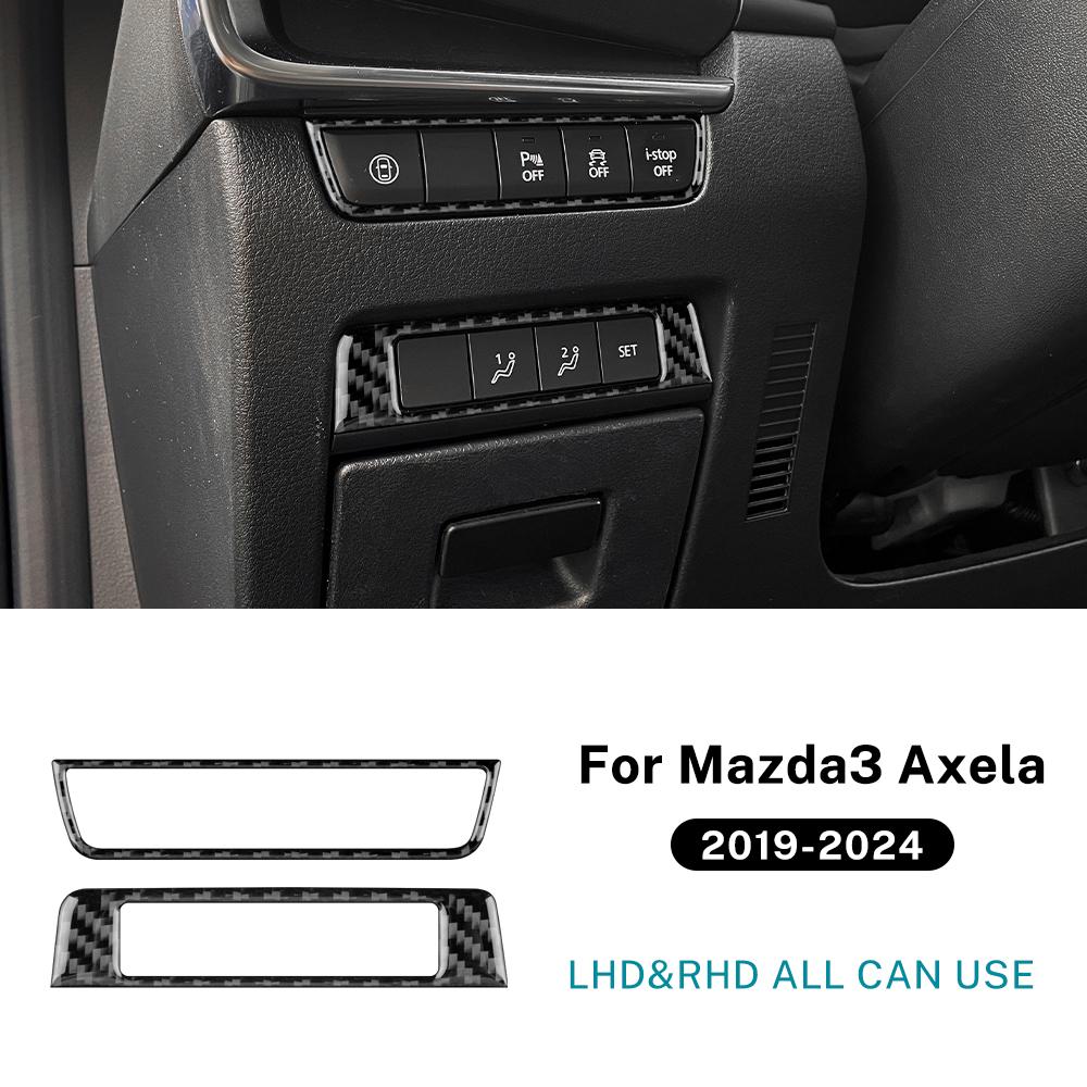 For Mazda 3 Axela BP 2019 2020 2021 2022 2023 2024 2025 Real Soft Carbon Fiber Sticker Car Start Stop Switch Button Accessories