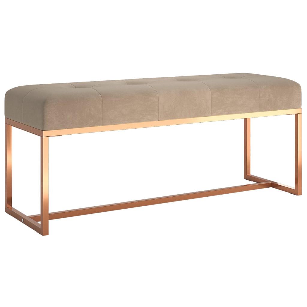Beige Velvet Bench 110 x 36 x 45 cm