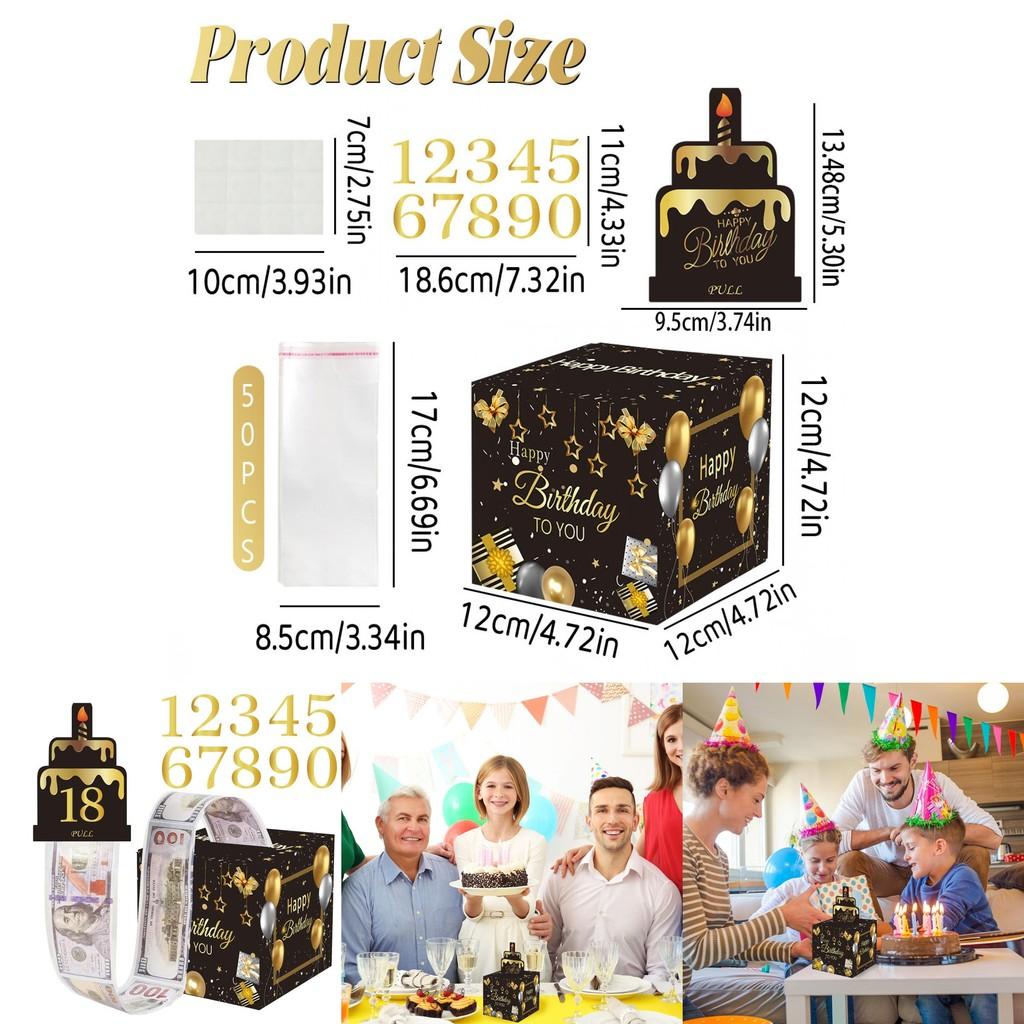 Black Gold Birthday Party Atmosphere Setup With Surprise Gift Box For Events