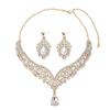 2026 Big Water Drop Jewelry European and American Necklace Earrings Two-piece Set Flower Bride Retro Premium Design Sense Set