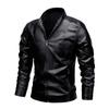 Men's Spring and Autumn New Stand Collar Men's Motorcycle Leather Jacket Washed Pu Leather Jacket