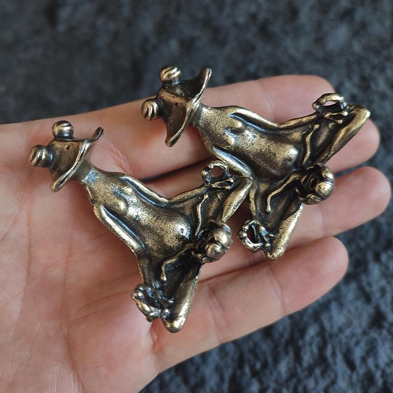 Vintage Brass Zen Frog Meditation Buddhist Statue Metal Ant Turtle Sculpture Incense Burner Household Decoration Tea Pets