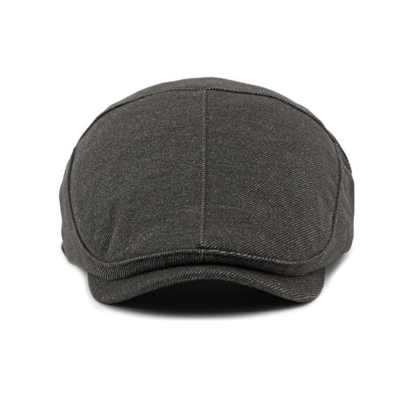 Шерстяная шапка мужская осенне-зимняя теплая однотонная кепка с козырьком британская мужская шляпа-форвард