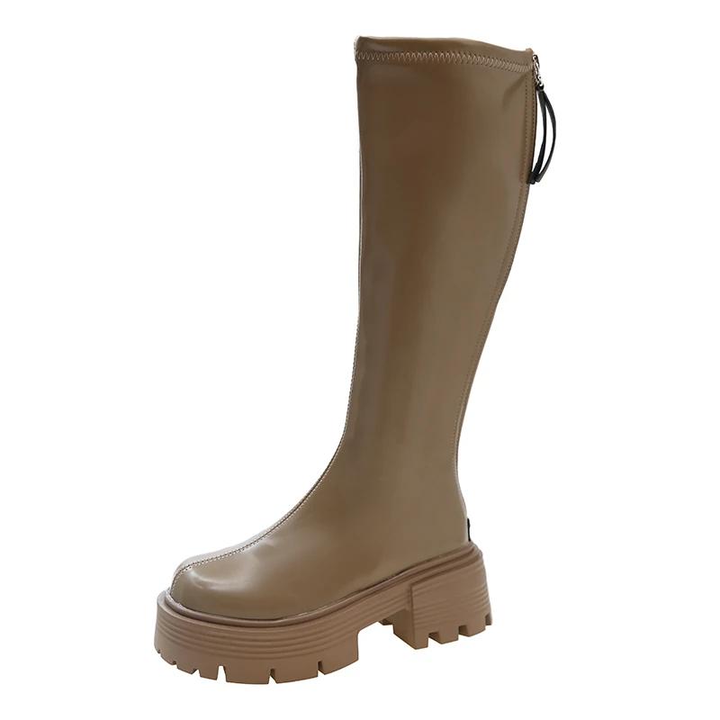 Модные женские резиновые сапоги с круглым носком, зимняя обувь, сексуальные высокие каблуки, высокие сексуальные сапоги-женщины на молнии, дождь 2024 года, шпильки, Лолит