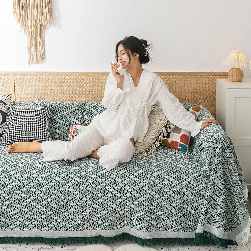 Чехол для дивана в богемном стиле для сдаваемой в аренду недвижимости Four Seasons, ткань с волнистым узором