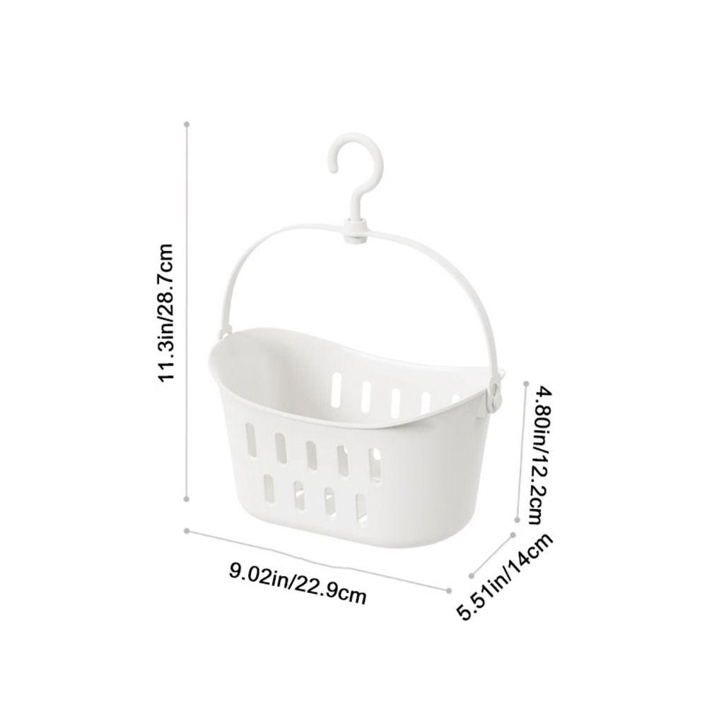 White Hanging Drain Basket Hangable Sundries Hanging Basket Shower Storage Basket Bathroom
