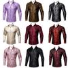 Silk Men's Shirts Long Sleeve Slim Fit Shirt For Men Purple Paisley Blouse Outerwear