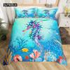 3D Octopus Sea Turtle Duvet Cover Retro Sailboat Crab Reptile Bedding Set Marine Mediterranean Style Jellyfish Comforter Cover