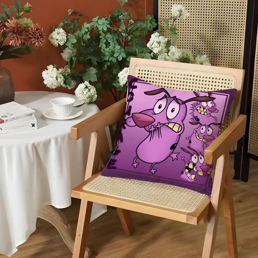 CCourage CCowardly Dog Cushion Cover Silky Short Plush Invisible Zipper Dustproof Sofa Pillow Case for Home Decor