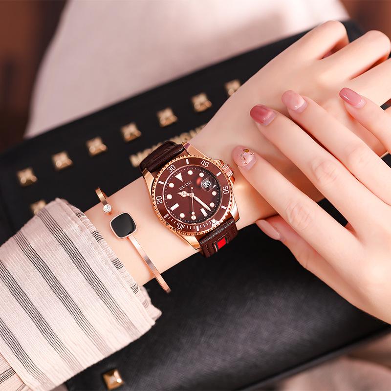 Watch Women's Belt Ribbon Fashion Trend Large Dial Women's Watch Casual Student Waterproof Calendar