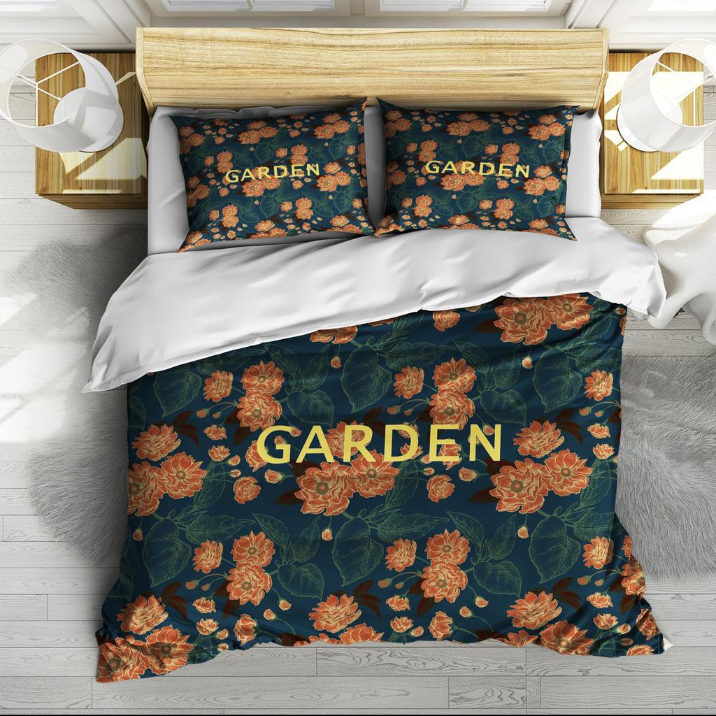 Digital Printing Three-Piece Set Retro Pattern Quilt Cover Sheets Can Be Determined