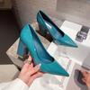 Fashion Women Shoes Patent Leather Slip-On Chunky Heels High Heels Women Temperament Pointed Toe Shallow Sexy Wedding Shoes Pumps