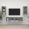 VidaXL Wall-Mounted TV Cabinets, 4 Pcs, Concrete Grey Chipboard