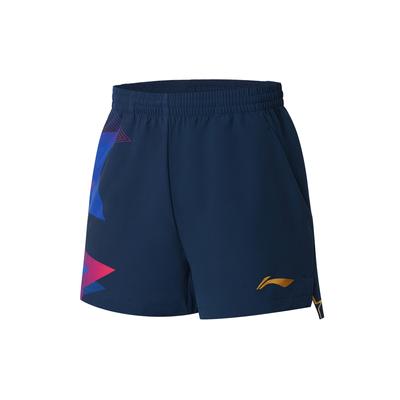 Li Ning Table Tennis Series Star Letter Mid Waist Прямые спортивные шорты мужские шорты Guangdong-Blue AAPS245-2