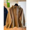 Большой размер Толстовка из флиса с капюшоном на половину молнии Утепленный свитер Женский осенне-зимний Дизайнерский Тонкий топ