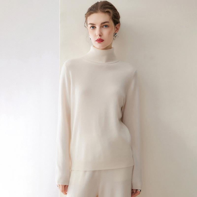 Women's Plus Size 100% Cashmere Knit Long Sleeve Sweater - Autumn/Winter Base Layer Top