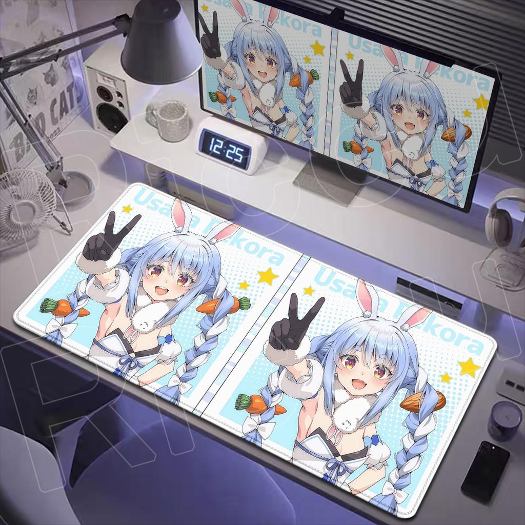 Cute Anime Girl Usada Pekora Mousepad Large Gamer Pc Cabinet Deskmat Hd Printing Hololive Laptop Gaming Nonslip Keyboard Carpet
