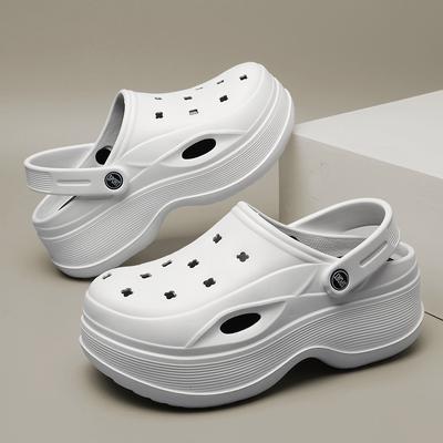 Сандалии с закрытым носком на платформе Eva для женщин 2024 года, летние мягкие тапочки с толстой подошвой, женские нескользящие пляжные тапочки для сада