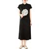 Summer Cotton Linen Plus Size Women's Dress Literary Retro Disc Buckle Jacquard Cheongsam Chinese Ethnic Style Dresses