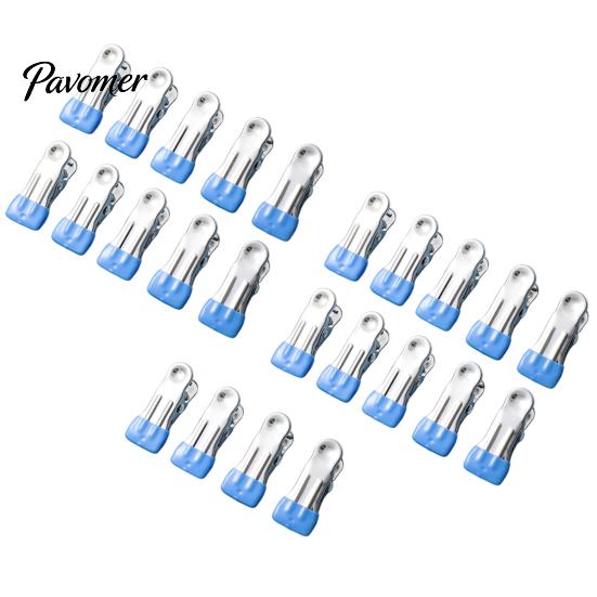 Rust Resistant Utility Clips for Outdoor Laundry 24PCS Stainless Steel Clothes Pegs, with Non-Slip Rubber Coating, Heavy Non Marking Fabric
