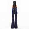 American denim flared pants spring and summer design sense retro new buttons are thin and slim mopping the floor