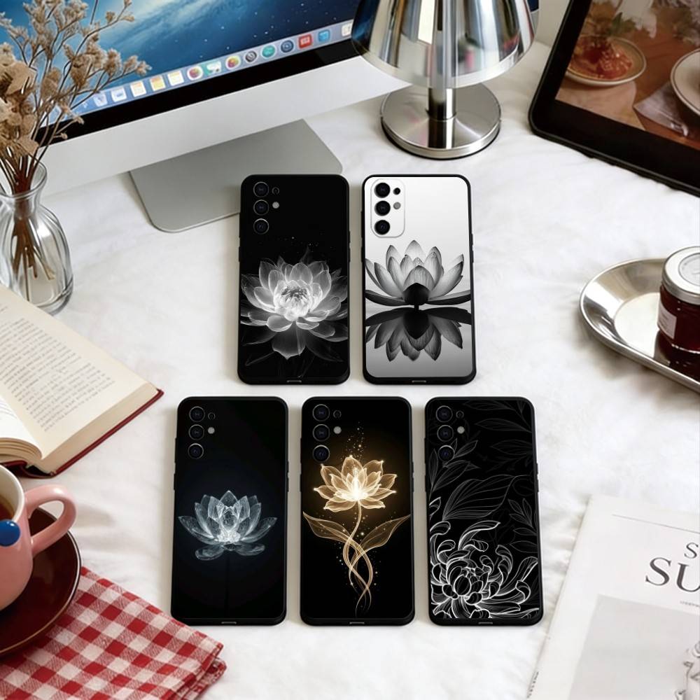 Dark flower Phone Case For Samsung S25,S24,S21,S22,S23,S30,Ultra,S20,Plus,Fe,Soft Black Cover